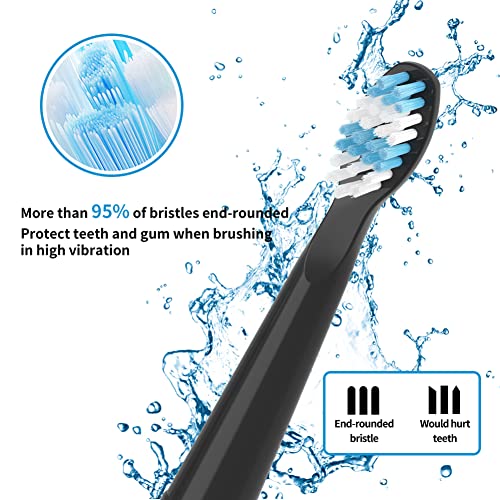 Compatible with TEETHEORY Electric Toothbrush Replacement Heads, for TEETHEORY Electric Toothbrush,Black