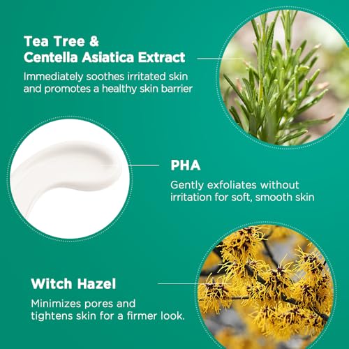 Nightingale Teatree Calming Pads, Facial Toner Pads with Tea Tree & PHA, Low pH Daily Toner Pads, Soothing for Sensitive & Irritated Skin, Hypoallergenic, Vegan Pads, korean skin care