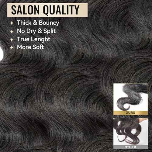 WEQUEEN Bundles Human Hair Body Wave 16A Brazilian Virgin Hair Bundles 24 Inch Thick Weave Natural Black