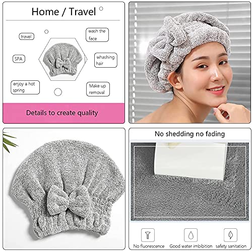 Microfiber Hair Towel Wrap, Quick Dry Cap for Curly & Thick Hair - 2 Pack