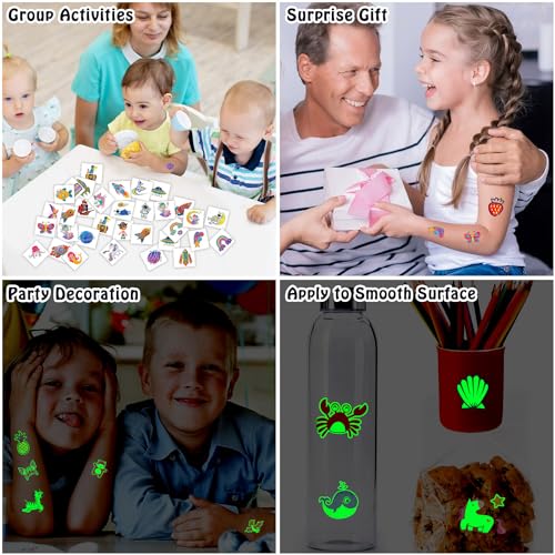 408 PCS Temporary Tattoos for Kids - Glitter & Glow Stickers
