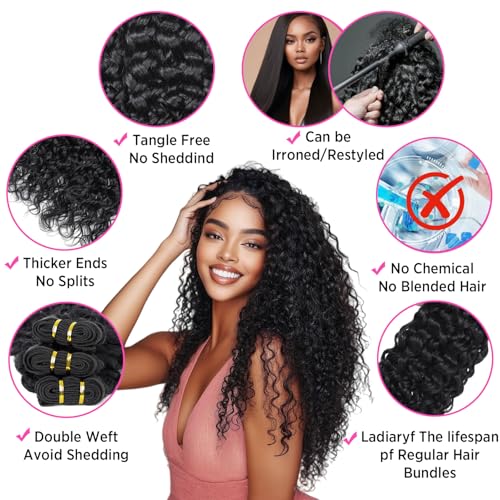 Brazilian Virgin Water Wave Human Hair Bundles - Natural Black, 3 Pack