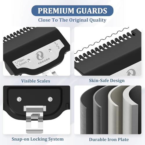 CR8GR8 Clipper Guards Set, Compatible with Wahl Hair Clippers, Guard Number: #1/2, #1, #1 1/2, #2, #3, #4(Length: 1/16", 1/8", 3/16", 1/4", 3/8", 1/2")