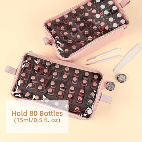 HOMEST Nail Polish Organizer - 80 Bottle Capacity with Lamp Storage