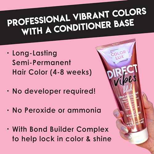 Color Lux Direct Vibes Semi-Permanent Hair Color, Purple, Vibrant & Long-Lasting Shade, Ammonia-Free, Vegan, Sulfate-Free, Paraben-Free, 8 fl oz