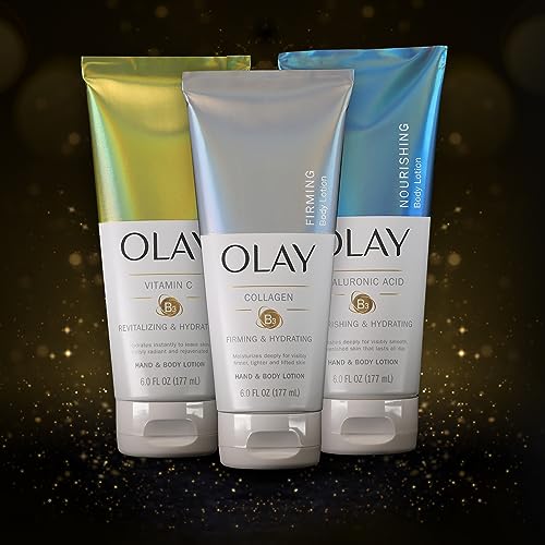 Olay Nourishing & Hydrating Hand and Body Lotion with Hyaluronic Acid, 6 fl oz tube (Pack of 3)