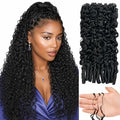 18 Inch Burmese Curly Crochet Hair Extensions - 100 Strands, Natural Black