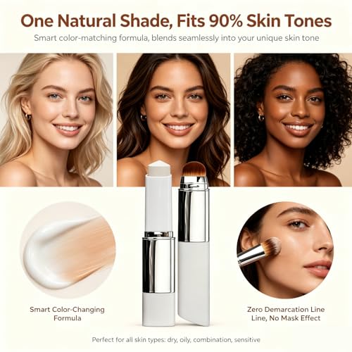 Color-Changing Foundation Stick with Brush - Dewy Finish