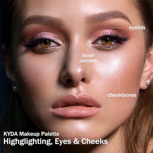 KYDA 4-in-1 Face & Eye Makeup Palette with Highlighter, Blush & Shimmer