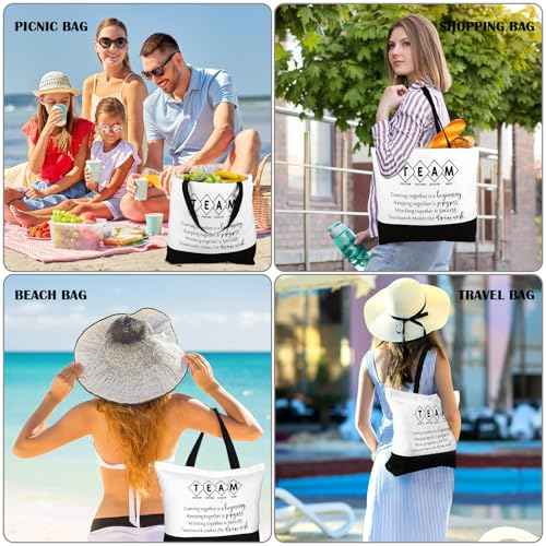 Cunno 4 Pcs Team Appreciation Bags Bulk Women Employee Gifts Team Together Canvas Tote Bag Makeup Bags for Vet Tech Coworker Nurse
