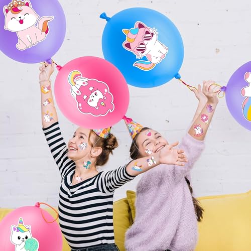 Caticorn Party Favors Set - 72 Pieces with Balloons & Tattoos