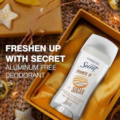 Secret Aluminum Free Deodorant for Women, 48hr Odor Protection with Pro-Hyaluronic Acid, PH Balancing Minerals, Holiday Dry Solid, Spoonful of Sugar with Glazed Cr?me & Vanilla Custard Scent, 2.4 oz