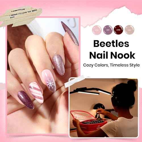 Beetles Nail Nook Gel Nail Polish Set - 119 PCS 100 Colors Gel Polish Kit Base Glossy Matte Glitter Top Coat Glitter Pearl Cat Eye White Red Pink Nude Uv Led Nails Gift for Women