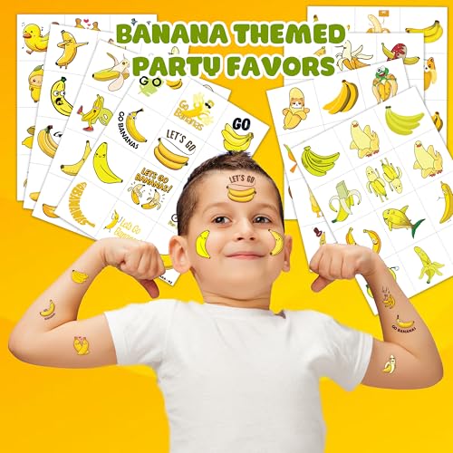 Banana Temporary Tattoos 96PCS - 8 Sheets Fruit Stickers