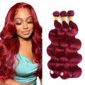99J Burgundy Body Wave Human Hair Bundles 24 26 28 Inch