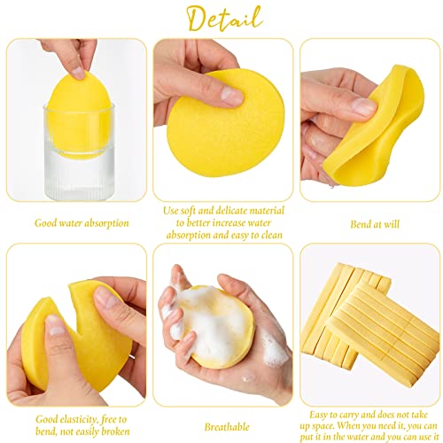 Foaincore 600 Pieces Compressed Facial Sponge Round Facial Sponge for Estheticians Face Sponges for Cleansing Face Wash Pads Disposable Sponges for Women Spa Exfoliating Cleansing(Yellow)