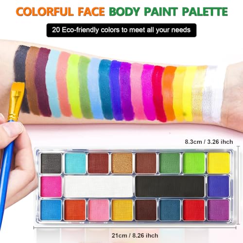 Face Paint Kit - 20 Colors Water Based for Kids & Adults