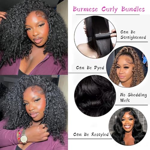 Burmese Curly Human Hair Bundles 20 22 24 Inch