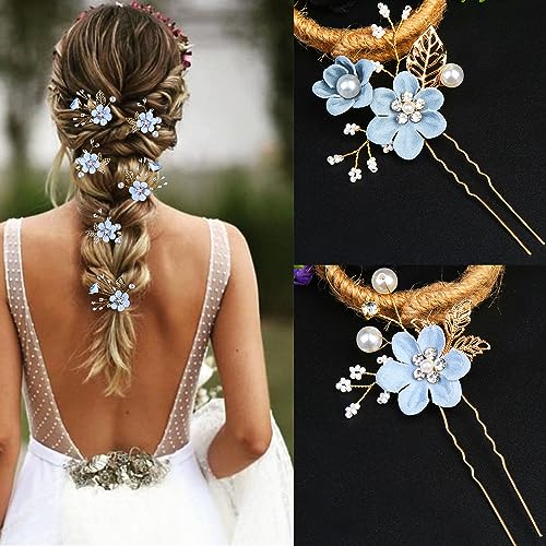 6 Piece Bridal Wedding Hair Pins with Pearls & Rhinestones