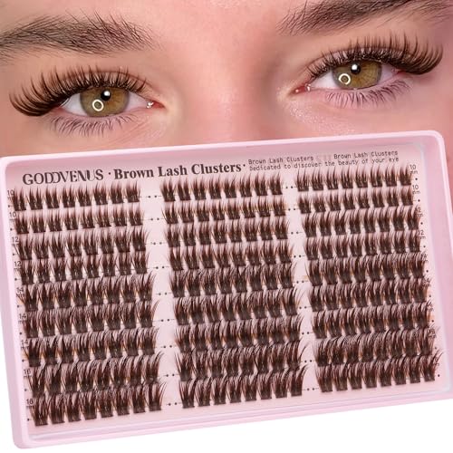 Goddvenus ZB-brown Natural Manga Lash Clusters - Wispy, Waterproof Eyelash Extensions