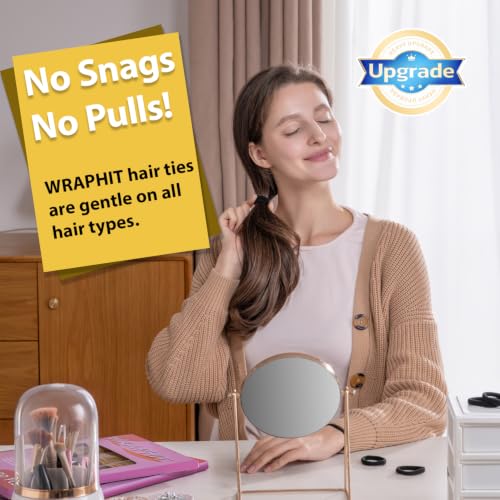 Wraphit 120PCS No Damage Snag-Free Hair Ties for Thick Hair - Classic 5 Colors