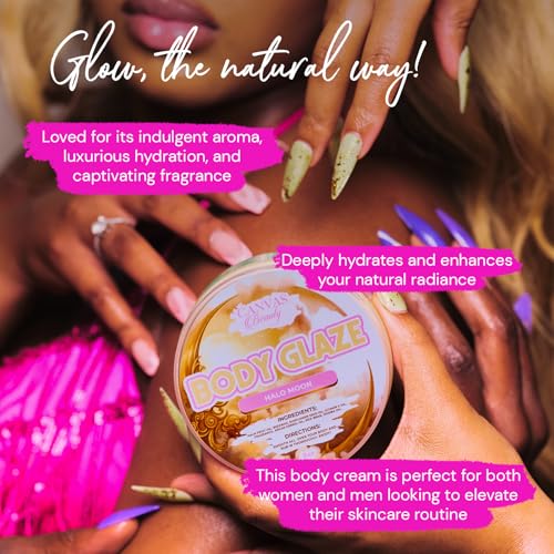 Canvas Beauty Body Glaze, Halo Moon - Moisturizing Non-Greasy Body Butter for Women With Beeswax, Jojoba Oil, and Rice Bran for Soft and Glowy Skin