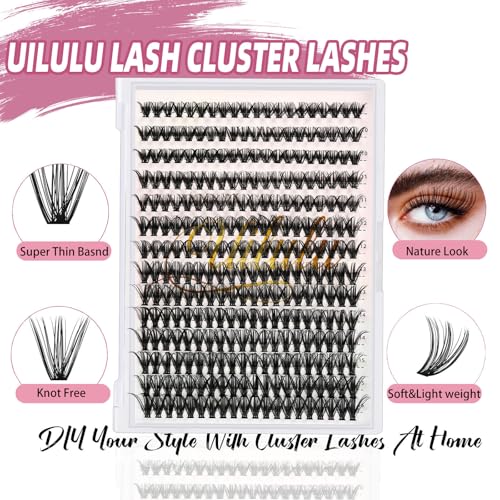 Uilulu 40D Lash Clusters - 280pc D Curl DIY Lashes 9-16mm Mix