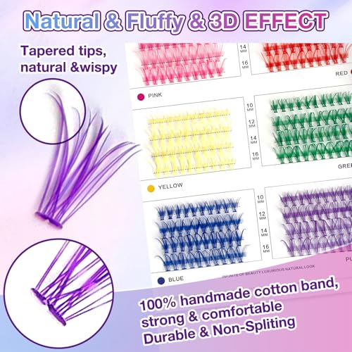 MUIIGOOD Colored Lash Extension Kit 240 Pcs DIY Clusters