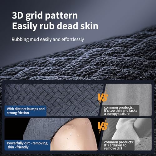 Exfoliating Glove - 3D Checkered Triple-Layer Exfoliating Body Scrubber Exfoliator for Dead Skin Removal & Radiant Skin, Vegan Viscose Mitt Exfoliator for Sensitive Skin, Elastic Wrist