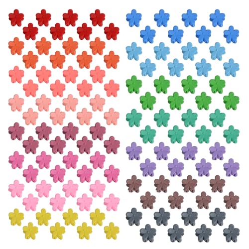 Mini Flower Hair Clips Set - Colorful Rainbow Claw Clips for Women & Girls - Matte / 50