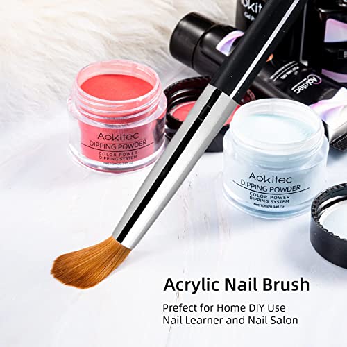 Aokitec 100% Kolinsky Acrylic Nail Brush #8 Oval Crimped Sable Acrylic Brush Wood Nail Art Brush for Acrylic Application Manicure Tool（Crystal）