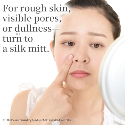 Silk Face Mitten 100% Natural Silk | Exfoliating Facial Puff for Sensitive Skin, Dry Skin, Blackheads, Pore Care, Gentle Peeling | Japanese Skincare Mitt | Rich Silk Face Towel Made in Japan