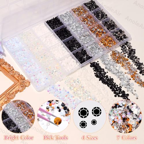 22000 Pcs Bedazzling Rhinestones Kit - Black, White, Silver Gems