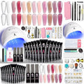 Clara Colors Poly Gel Nail Kit, 12 Colors Clear Jelly Nude Pink Poly Extension Gel Nail Kit with 48W UV Lamp All In One Polygel Nail Kit Starter Kit with Slip Solution and Tools for Nail Art DIY