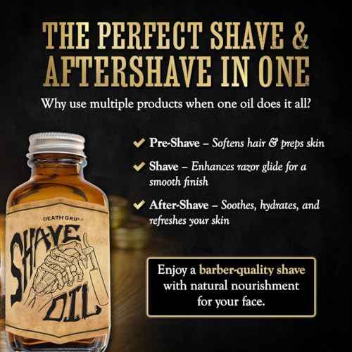 Shave Oil Tea Tree Pre-shave Soften Bristles | For All Natural Razor Glide | Preshave During & AfterShave To Soothe & Soften Skin & Facial Hair by Death Grip | 3oz Bottle | Made In The USA