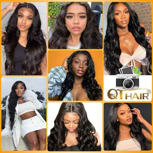 QTHAIR 16A Body Wave Brazilian Virgin Human Hair 18" 20" 22" 300g Natural Color 100% Unprocessed Brazilian Body Wave Hair Bundles Brazilian Virgin Hair for All Women