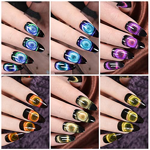 MIZHSE 9D Cat Eye Gel Nail Polish, Magnetic Gel Polish Set, Auroras Snowlight Chameleon Effect Soak Off UV LED with Magnet Stick Gel Nail Polish Set 10pcs (9D Collection 2)