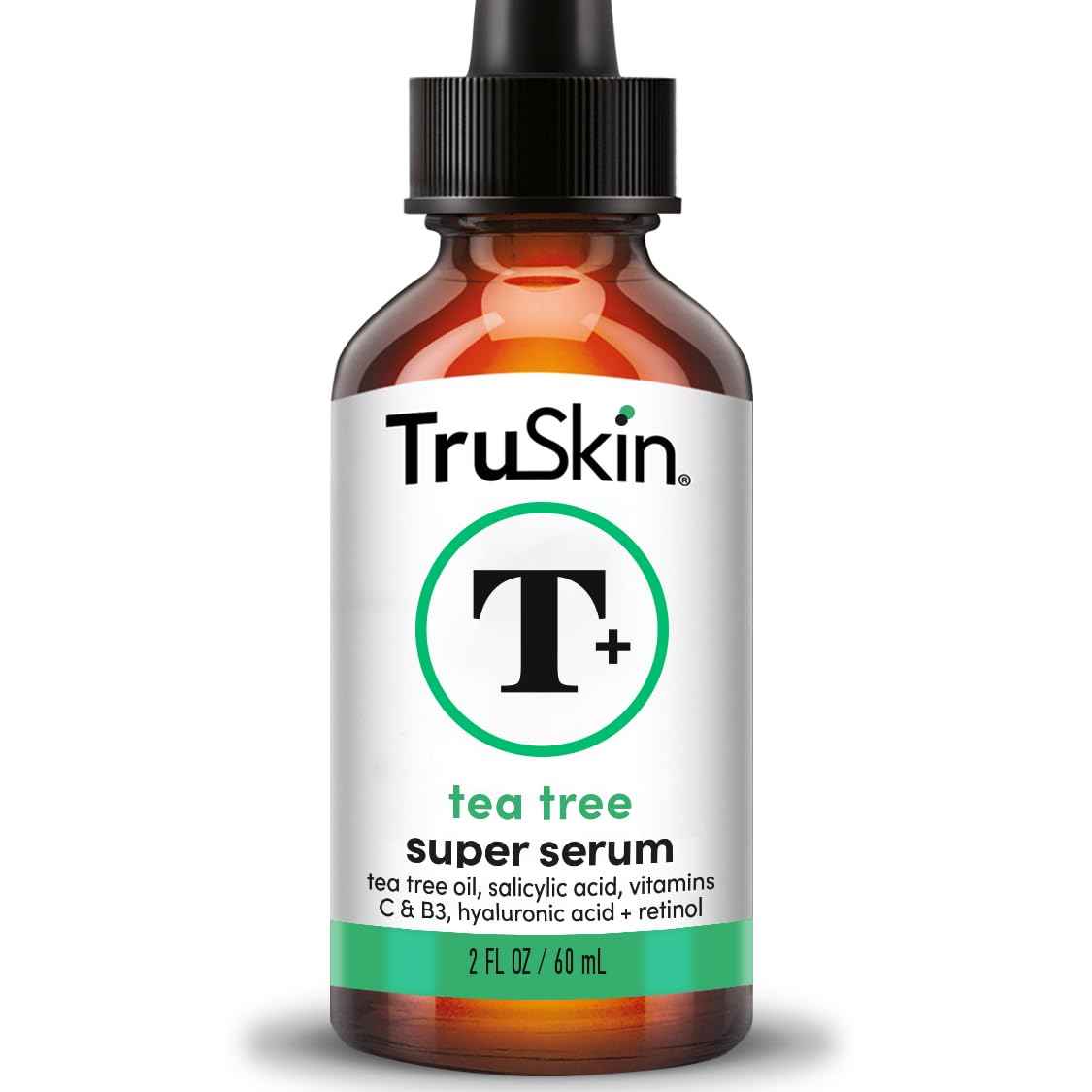 TruSkin Tea Tree Oil Acne Treatment for Face – Acne Serum – Improve the Appearance of Pores, Skin Tone for Smooth, Glowing Skin with Salicylic Acid, Vitamin C, Niacinamide & Retinol, 2 OZ