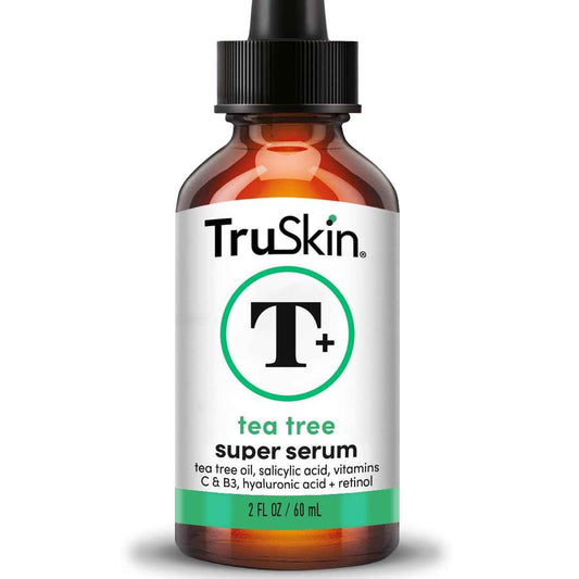 TruSkin Tea Tree Oil Acne Treatment for Face – Acne Serum – Improve the Appearance of Pores, Skin Tone for Smooth, Glowing Skin with Salicylic Acid, Vitamin C, Niacinamide & Retinol, 2 OZ