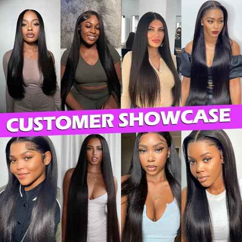 12A Human Hair Bundles 24 26 28 Inch Straight Bundles Human Hair 100% Unprocessed Brazilian Virgin Weave 3 Bundles Deals Thick & Tangle Free¡¦