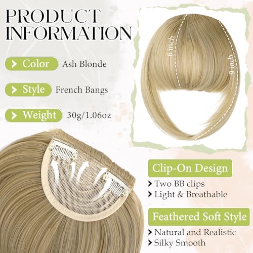 French Ash Blonde Clip-In Bangs Hair Extensions for Women
