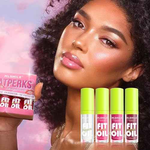 4 Colors Lip Oil Lip Glaze Set, Tinted Gloss Lip Gloss Oil, Plumping Moisturizing and Nourishing Lips, Long Lasting Fresh and Smooth Lip Care Set - A#