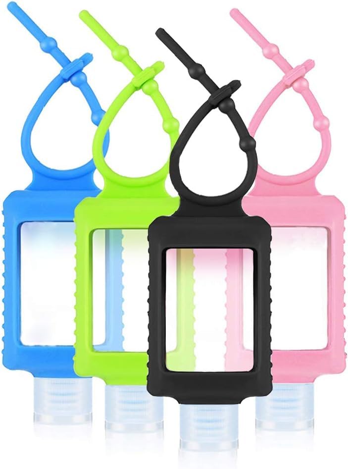4 Pack 60ml Clear Travel Bottles with Silicone Keychain