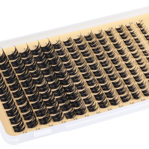 Wispy Lash Clusters D Curl Cluster Eyelash Extensions 150pcs Thick Eyelash Clusters 8-16mm Fluffy Cluster Lashes DIY Individual Lashes Extension by TOOCHUNAG(150pcs,8-16mm)