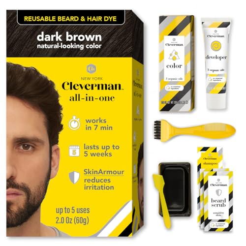 Cleverman Dark Brown Beard Dye for Men - 5 Uses