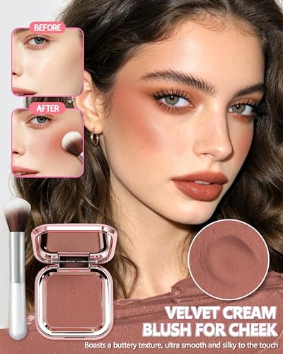 Baked Cream-to-Powder Blush with Mirror & Brush - Waterproof