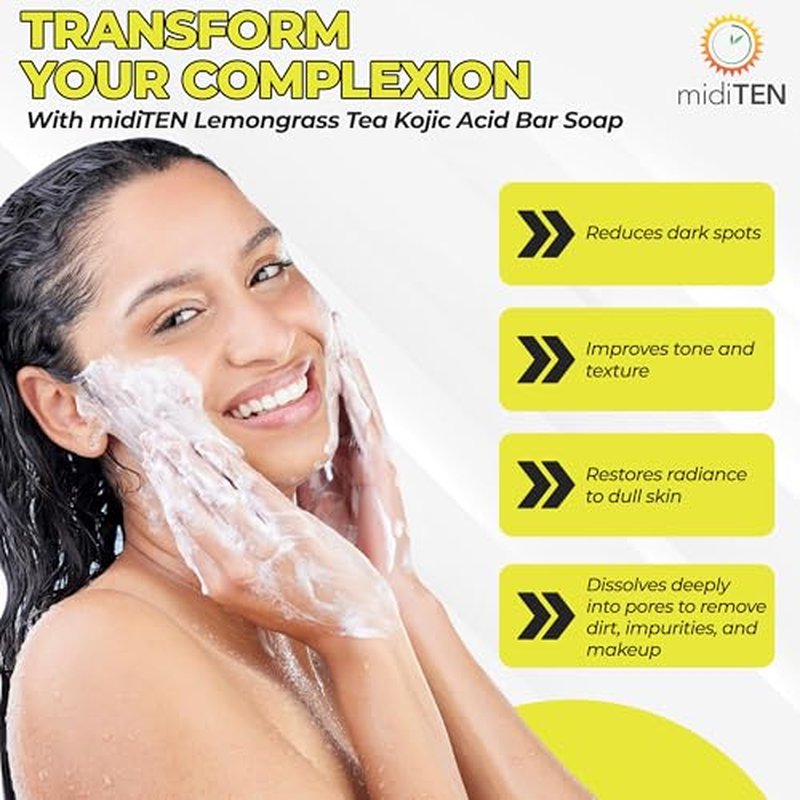 Kojic Acid Dark Spot Corrector Bar Soap ? With Alpha-arbutin, Hyaluronic Acid, Coconut Oil, Lemongrass Oil ? For All Skin Types ? Ultra Moisturizing ? All-Natural Ingredients (4OZ)