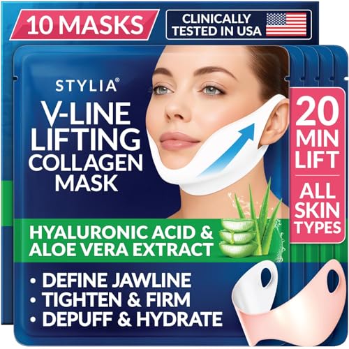Stylia V Line Lifting Collagen Mask - Double Chin Reducer (10 Pack)