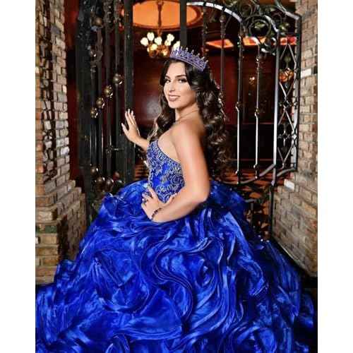 TOBATOBA Blue Tiaras and Crowns for Women, Crystal Wedding Tiara for Bride Queen Crown, Royal Princess Quinceanera Headpieces for Birthday Prom Pageant Halloween Cosplay