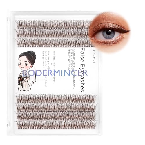 Bodermincer 231 Clusters D Curl Dark Brown/Black Individual Eyelash Extension Fish Tail Cluster Eyelashes Premium Eyelashes Mink Lashes Professional Lash Extension (16mm, Dark Brown)